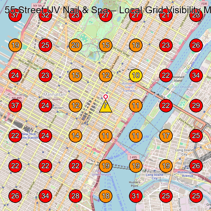 55 Street UV Nail & Spa GeoGrid visibility map for Hair Salon in 540 Park Ave Fl. 2